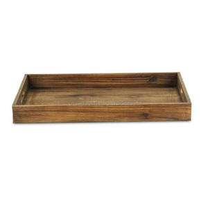 Plateau rectangulaire en bois rainuré à la main, texture artistique, design élégant pour le service, plateau sculpté à motif ondulé, collection haut de gamme artisanale - Product Image 3