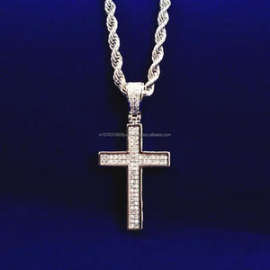 Collier pendentif Hip Hop tendance avec moissanite et argent sterling 925 plaqué rhodium – Cadeau - Product Image 1