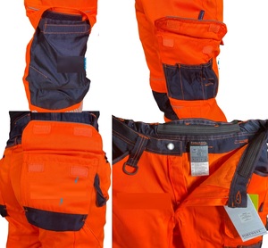 Reflective Fluorescent Polyester <b>Work</b> <b>Pants</b> Multi-Pocket Overalls <b>Cargo</b> <b>Pants</b> Wear-Resistant Dirt-Resistant Safety Workwear - Product Image 2