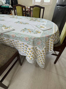 Nappe Rectangle indienne en coton à imprimé floral avec 6 serviettes assorties Ensemble de couvertures de table à manger cadeau de pendaison de crémaillère - Product Image 2