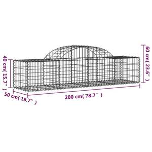 Panier gabion galvanisé argenté 78.7x19.7x15.7/23.6 po en treillis métallique de fer - Product Image 5