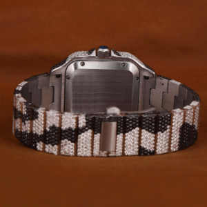 Luxurious Men's Moissanite <b>Watch</b> Iced Camouflage Pattern 41mm Square Black White <b>Diamond</b> Wristwatch 22mm Stainless Steel Analog - Product Image 3