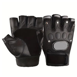 Gants mi-doigts en similicuir, épaissis et antidérapants pour la moto en extérieur, vente en gros, OEM - Product Image 1