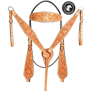 Hand <b>Tooled</b> <b>Leather</b> Western Headstall Bridle Conchos Braided Design Split Reins Custom Colors for Rodeo Barrel Racing Trail - Product Image 3
