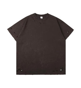 เสื้อยืดโอเวอร์ไซส์สไตล์วินเทจสำหรับผู้ชาย ลุคย้อนยุคแบบฟอกสี ผ้าฝ้าย สตรีทแวร์ - Product Image 2
