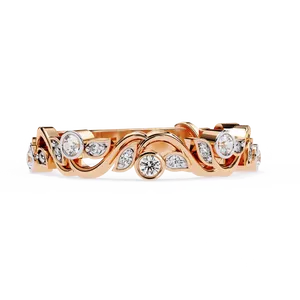 แหวนทองคำแท้ 10K 14K 18K ลายคลื่นประดับเพชรแล็บโกรว์ ดีไซน์ Unisex รับรองโดย IGI ของขวัญเครื่องประดับชั้นดี - Product Image 5