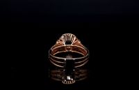 Bague de fiançailles de luxe avec halo de diamants de laboratoire 1 carat, en or rose 14K, à double sangle, avec pierre d'accentuation taille brillant, cadeau d'anniversaire de mariage