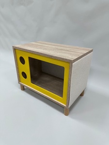 Meubles en bois multifonctionnels pour chats et humains Bac à litière avec griffoir de rangement intégré Maison pour chats - Product Image 5