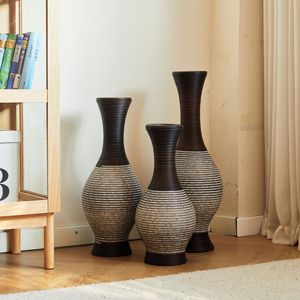 Vaso Classico Marrone da Tavolo e da Terra con Supporto Alto Indipendente per Fiori, Vaso Decorativo per Piante Artificiali PV - Product Image 4