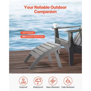 Adirondack gris HDPE plegable Patio reposapiés otomano 21.5L X 18,9 W X 14,8 H pulgadas Patio muebles - Product Image 2