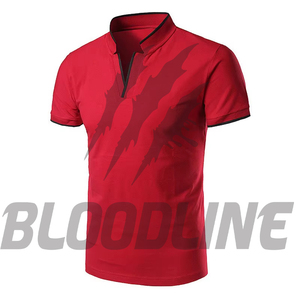 Polo à manches courtes pour homme Bloodline, couleur unie, tricoté, respirant, coupe classique, bleu marine - Product Image 4