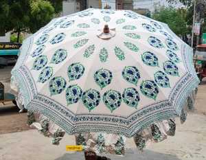 Sombrilla Tradicional de Jaipur con Estampado a Mano, Sombrilla para Jardín, Patio, Bodas, Eventos, Decoración de Resorts, Fabricante B2B - Product Image 4