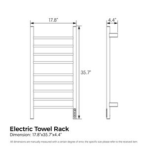 Moderno Portasciugamani in Acciaio e Bambù 17,8 X 35,7 X 4,4 Pollici con Funzione Riscaldante per Uso su Porta del Bagno - Product Image 3