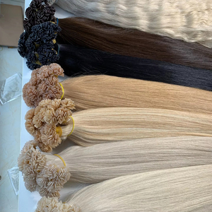 Keratin-Tips Wholesale Luxury Wavy Super Double Drawn 100% Virgin Vietnamese Human Hair Bulk Extensions <b>Bleached</b> All Colors 60cm - Product Image 1