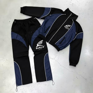 Conjunto de Ropa Deportiva Cortavientos de Nailon, Chaqueta Deportiva con Cierre, Cortavientos con Contraste de Color, Conjunto para Entrenamiento y Jogging - Product Image 2