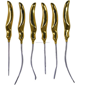 Ensemble d'instruments chirurgicaux dentaires de précision mondiale, 6 pièces, manuels, ergonomiques, avec poignée dorée, en acier inoxydable, comprenant un dissectionneur et un élévateur - Product Image 5