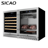 Réfrigérateur numérique à température et humidité contrôlées pour vieillissement à sec, avec unité en acier inoxydable intégrée, cave à vin 2 portes