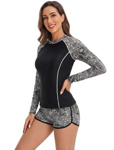 Women's 2-Piece <b>Long</b> <b>Sleeve</b> Rash Guard Bikini Beachwear for Racing Sports Wholesale <b>Swimsuit</b> Rash Guard - Product Image 3