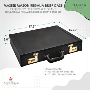 Estuche Rígido para Mandil Masónico Premium, Cuero Negro – Bolsas y Estuches para Francmasones - Product Image 3