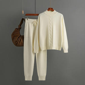 Conjunto de Dos Piezas de Suéter Casual de Punto con Cuello Alto y Antiarrugas para Mujer, Moda de Lujo Otoño Invierno - Product Image 4