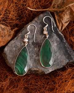 ต่างหูมาลาไคต์ทรงหยดน้ำ เงินแท้ 925 ประดับเพชรโมอิสซาไนต์ทรงลูกแพร์ขนาดใหญ่ ของขวัญสำหรับผู้หญิง - Product Image 3