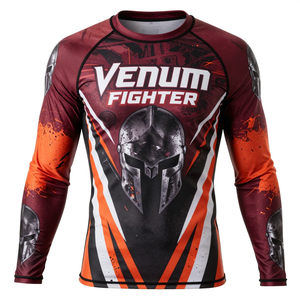 เสื้อรัดกล้ามเนื้อแขนยาว Venum Fighter Rash Guard สำหรับผู้ชาย แห้งเร็ว พิมพ์ลายหมวกนักรบ - Product Image 1