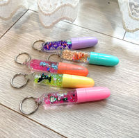 Stylo à bille porte-clés avec perles scintillantes, mouvement liquide 3D, flotteur, 0,5 mm, plastique, pour filles