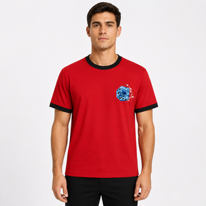 Custom Mens 100% Cotton Solid Knitted <b>Ringer</b> <b>T</b>-<b>Shirt</b> Contrast Collar Sleeve Cuff Graphic Printed Short Sleeve OEM Wholesale - Product Image 6