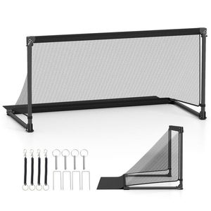 But de football pliable portable noir de 59 pouces (taille L) avec cadre métallique robuste et filet en PE résistant aux déchirures, équipement d'entraînement - Product Image 1