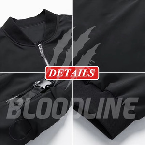 Veste bomber noire pour homme, manches longues, coupe-vent, polyester, toutes saisons - Product Image 1