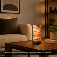 Lampu Meja Motif Kayu Lampu Tidur Dekoratif Rustic Lampu Malam Hangat Pencahayaan Ambient E27 Kompatibel Dekorasi Rumah Modern Hadiah Lampu