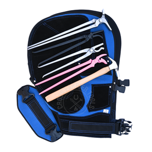 Kit de herramientas para herrador con delantal de cuero, separador de pezuñas, clincher curvo rosa, clincher tipo caimán y martillo de accionamiento - Product Image 6
