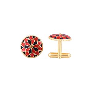 Luxury Gold Plated Red Black Enamel Round Cufflinks for Men Geometric Formal Shirt <b>Accessories</b> <b>Wedding</b> Business Gift Cuff Links - Product Image 6