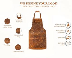 Delantal de Barista de Cuero de Lujo Vintage, Uniforme para Cafetería, Protección Duradera, Delantal Profesional para Personal de Cafetería LPN-0213 - Product Image 3