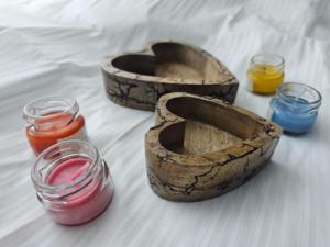 Bol à pâte et porte-bougie en bois naturel fait main en forme de cœur pour la Saint-Valentin, décoration d'intérieur, objet décoratif CC-WCDB - Product Image 4