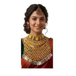 Colorful Stainless Steel Islamic Afghan Women's Jewelry <b>Set</b> Handcrafted Ethnic Design Trendy Crystal Rhinestone for Festive - Product Image 1