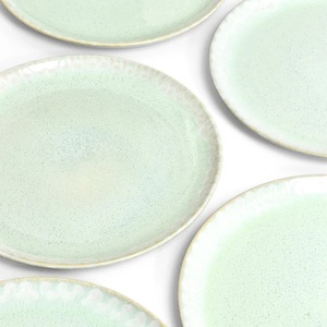 Plato de Cena de Cerámica con Acabado Glaseado Menta Fresca, Textura Suave Moteada, Borde Brillante, Vajilla Resistente para el Hogar Moderno - Product Image 4