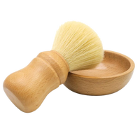 Pinceau à raser Maclura en poils de blaireau pur, manche en bois, style classique pour hommes, bol à raser en bois
