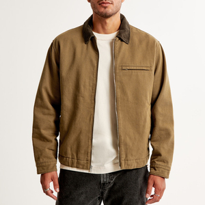 Heavyweight <b>Canvas</b> <b>Jacket</b> For Men With Logo Embroidery Cotton <b>Canvas</b> Work <b>Jacket</b> With Zipper Closure - Product Image 5