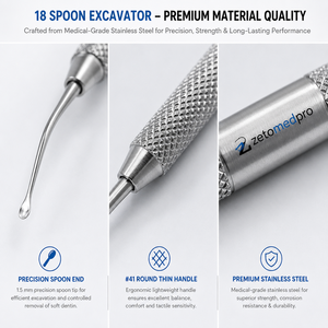 เครื่องมือขุดฟันพรีเมียม 18 ชิ้น ทำจากสแตนเลสสตีล ยี่ห้อ OEM Zetomed Pro - Product Image 4