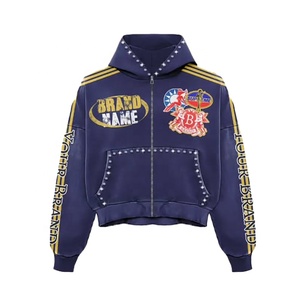 Ensemble de survêtements unisexes haut de gamme pour l'hiver, style streetwear, à capuche, grandes tailles, respirant, personnalisable avec strass, couleur unie - Product Image 3