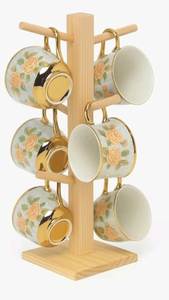ที่วางแก้วกาแฟไม้ทำมือแบบชั้นเดียวอเนกประสงค์ สีน้ำตาล สำหรับห้องครัว - Product Image 5