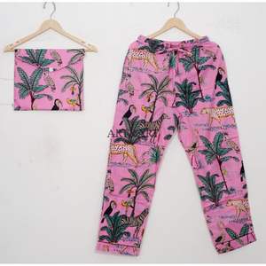 ชุดนอนผ้าฝ้ายออร์แกนิคลายป่าทึบสุดหรู แขนยาว สไตล์วินเทจ ชุดนอนเดรส ชุดนอนเข้าชุด โบโฮ ลุคสบายๆ - Product Image 3