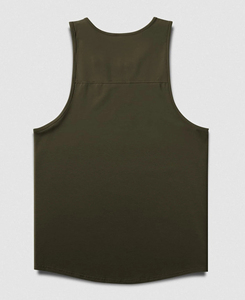 Camiseta sin Mangas de Punto Sólido Verde Oliva para Hombre, Estilo Casual, Precio Económico, Transpirable, MOQ Bajo, Venta Caliente 2026 - Product Image 2