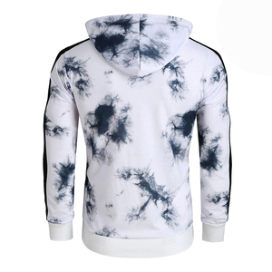 Sudadera con Capucha Tie-Dye para Hombre, Corte Ajustado, Manga Regular, Tejido Transpirable, Casual, Verano, Diseño con Bolsillos, Patrón Blanco y Azul - Product Image 3