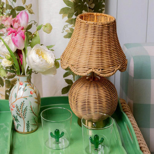 Modern Scalloped Rattan <b>Table</b> Lamp Minimalist Lighting Decor For Bedroom Living Room Handmade Eco Friendly Lamp For Home Styling - Product Image 4