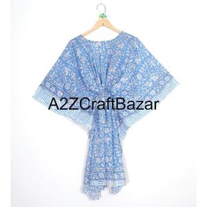 Robe longue bohème hippie en coton tissé à la main avec imprimé floral, style kaftan, pour femme, idéale pour l'été et la plage - Product Image 5
