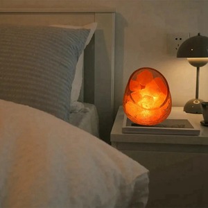 Lampe de chevet à intensité variable en sel de roche comestible craquelé effet glace de cristal de l'Himalaya, design moderne, pour table de chevet, sachet/bouteille - Product Image 1