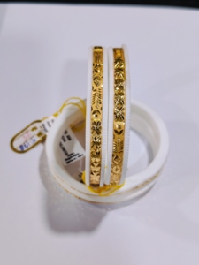 Bracelet tendance en or massif 22 carats avec coquille de conque blanche pour femme, bijoux de mariage traditionnels bengalis, ensemble Shakha authentique - Product Image 2