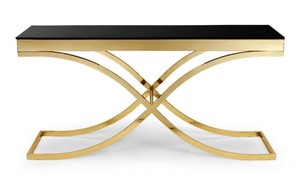 LINEA Metal <b>Console</b> <b>table</b> with white marble Top luxury Golden metal Double X shape frame <b>console</b> <b>table</b> for living room - Product Image 3